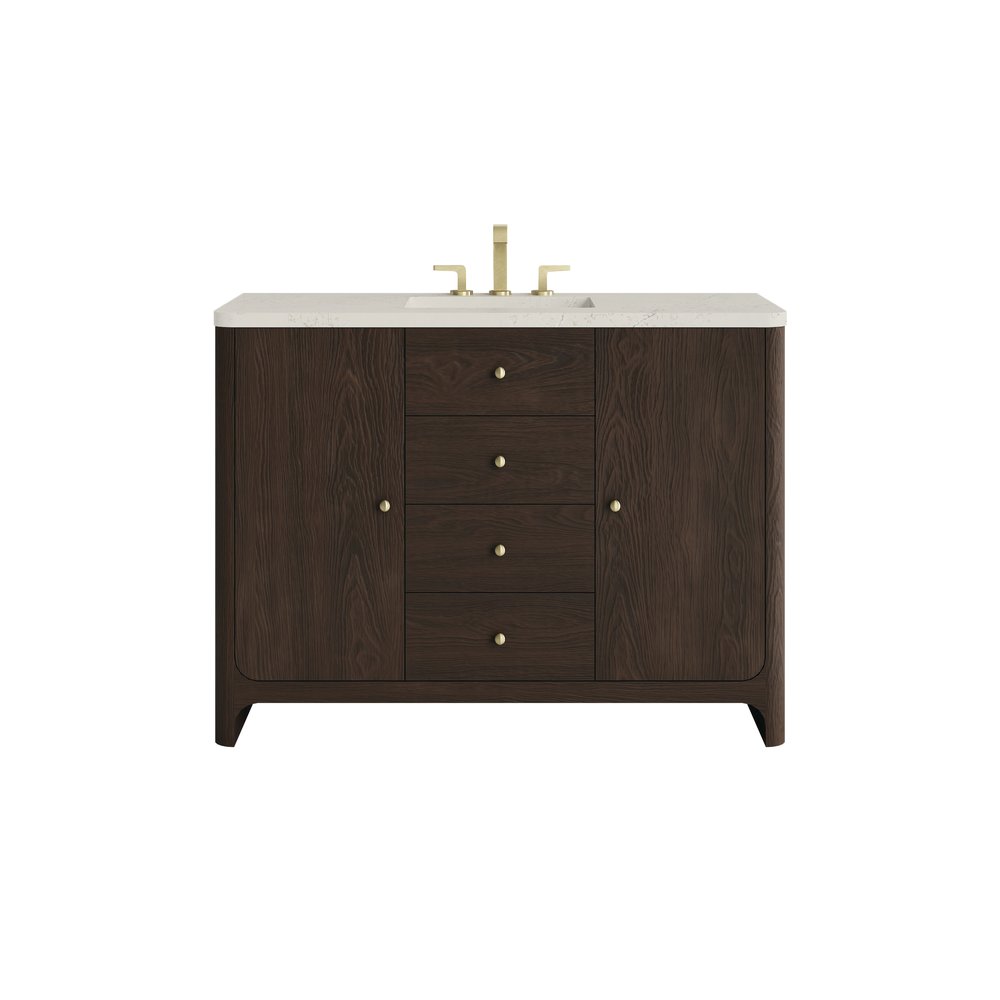 James Martin - Gracyn 48" Single Vanity, Sable, w/ 3 CM Siberian Silestone Top w/FreePower Wireless Charger - D125-V48-SBL-FSFR view 1