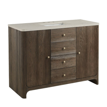 James Martin - Gracyn 48" Single Vanity, Sable, w/ 3 CM Siberian Silestone Top w/FreePower Wireless Charger - D125-V48-SBL-FSFR view 6