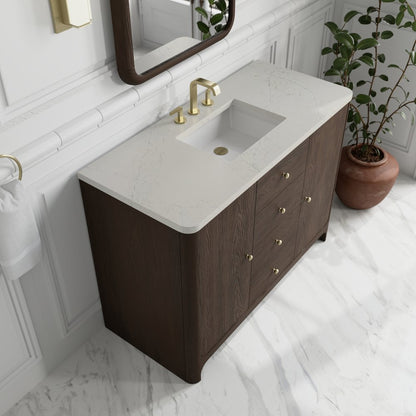James Martin - Gracyn 48" Single Vanity, Sable, w/ 3 CM Siberian Silestone Widespread Top - D125-V48-SBL-WSFR view 5