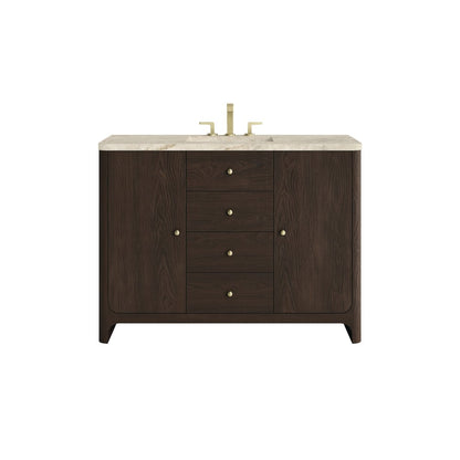 James Martin - Gracyn 48" Single Vanity, Sable, w/ 3 CM Tajnar Eclos Top w/FreePower Wireless Charger - D125-V48-SBL-FTJR view 1