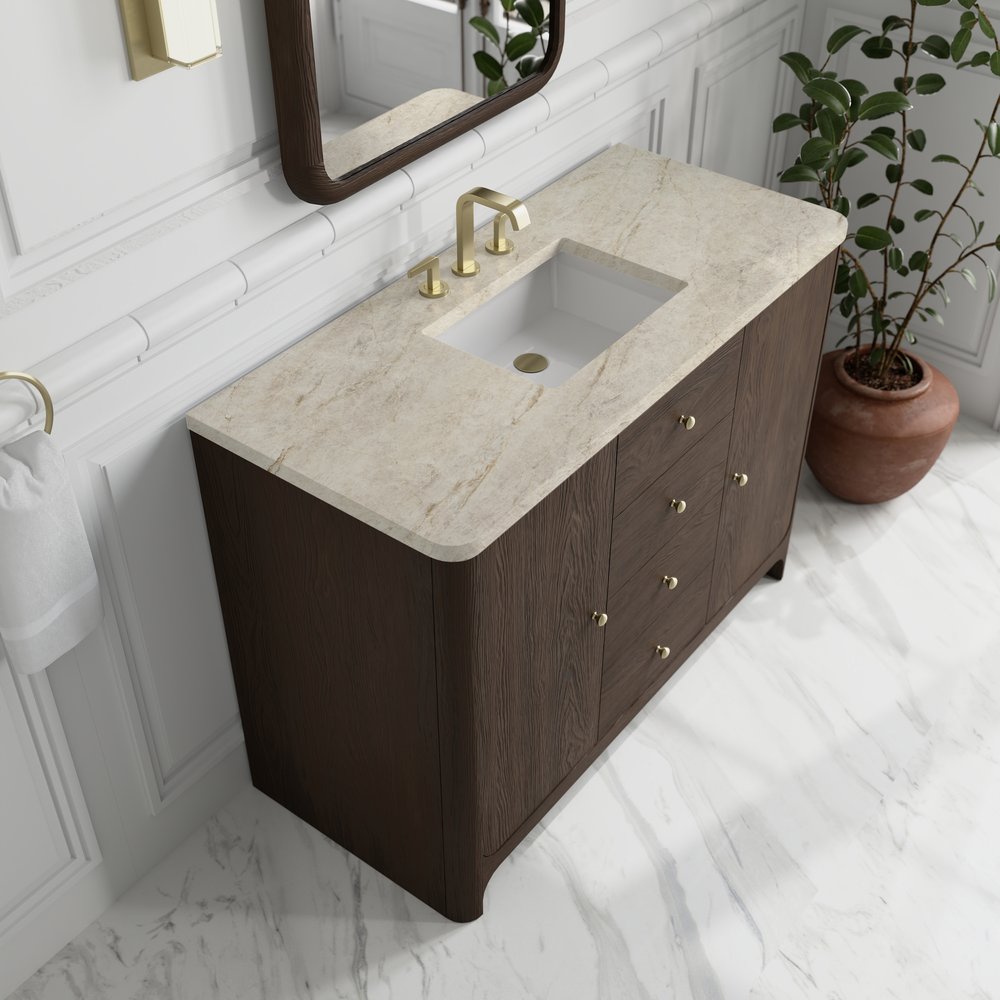 James Martin - Gracyn 48" Single Vanity, Sable, w/ 3 CM Tajnar Eclos Widespread Top - D125-V48-SBL-WTJR view 5