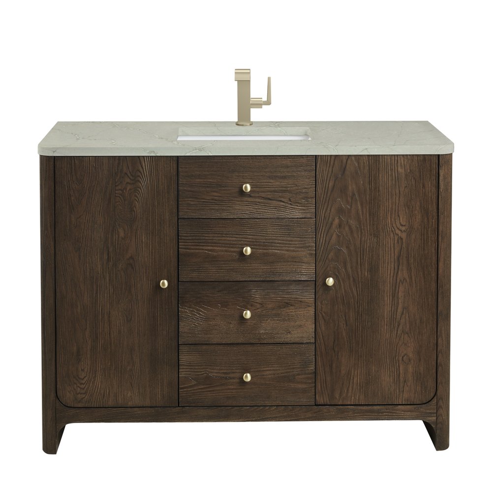 James Martin - Gracyn 48" Single Vanity, Sable, w/ 3 CM Victorian Silver Quartz Top - D125-V48-SBL-3VSL view 1
