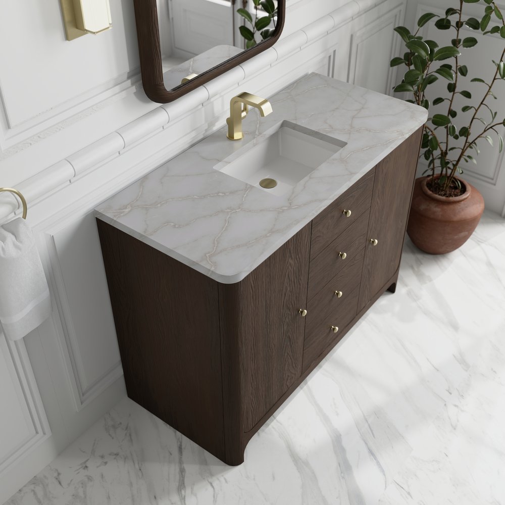 James Martin - Gracyn 48" Single Vanity, Sable, w/ 3 CM Victorian Silver Quartz Top - D125-V48-SBL-3VSL view 7