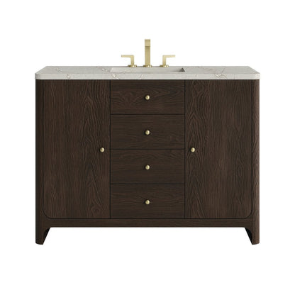 James Martin - Gracyn 48" Single Vanity, Sable, w/ 3 CM Victorian Silver Quartz Widespread Top - D125-V48-SBL-WVSL view 1