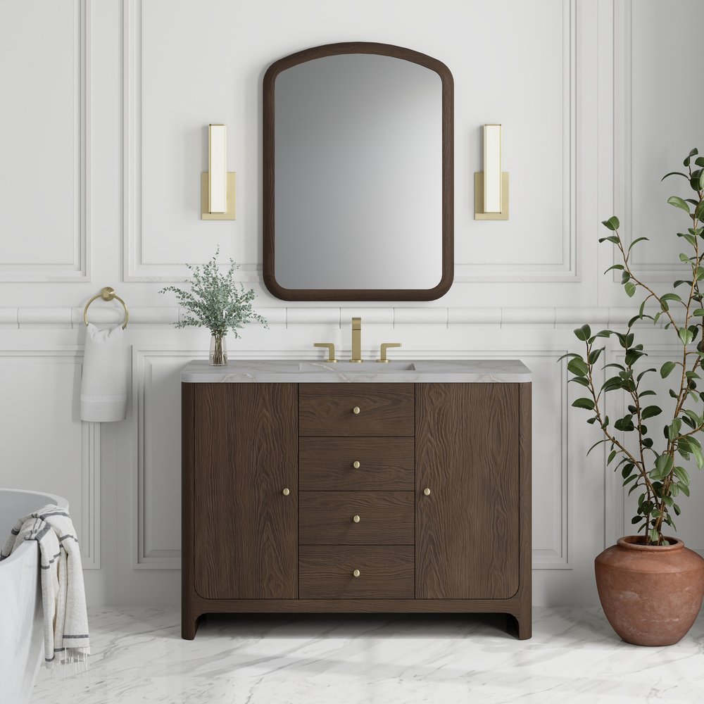 James Martin - Gracyn 48" Single Vanity, Sable, w/ 3 CM Victorian Silver Quartz Widespread Top - D125-V48-SBL-WVSL view 2