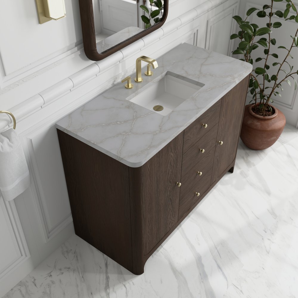 James Martin - Gracyn 48" Single Vanity, Sable, w/ 3 CM Victorian Silver Quartz Widespread Top - D125-V48-SBL-WVSL view 6