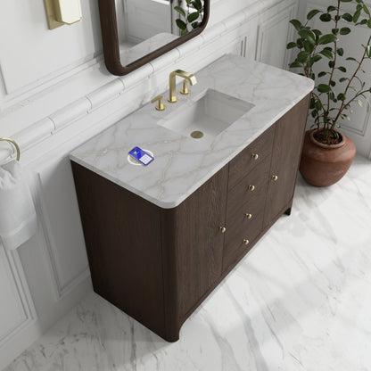 James Martin - Gracyn 48" Single Vanity, Sable, w/ 3 CM Victorian Silver Silestone Top w/ FreePower Wireless Charger - D125-V48-SBL-FVSL view 7