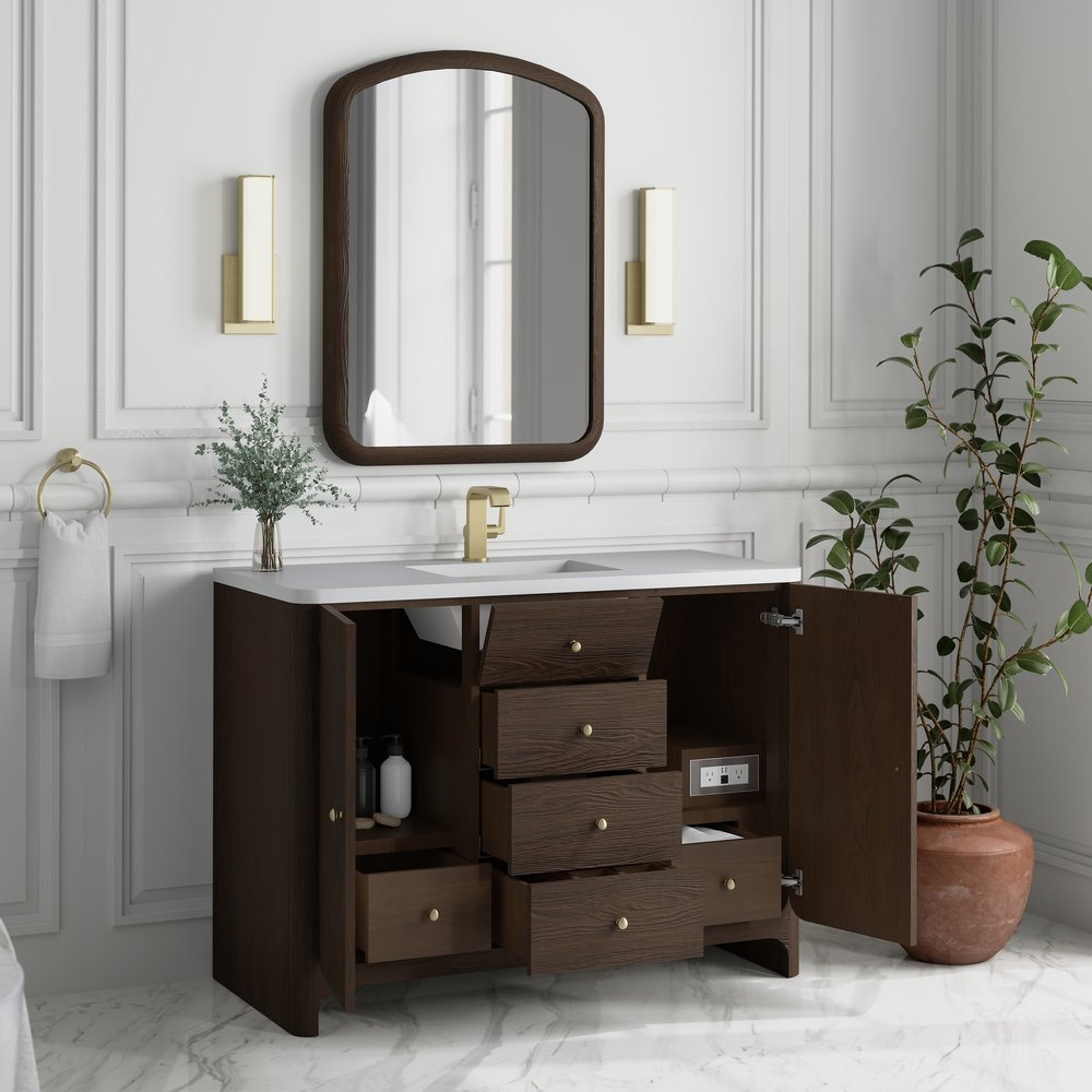 James Martin - Gracyn 48" Single Vanity, Sable, w/ 3 CM White Zeus Quartz Top - D125-V48-SBL-3WZ view 6