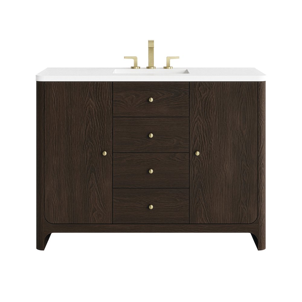 James Martin - Gracyn 48" Single Vanity, Sable, w/ 3 CM White Zeus Quartz Widespread Top - D125-V48-SBL-WWZ view 1