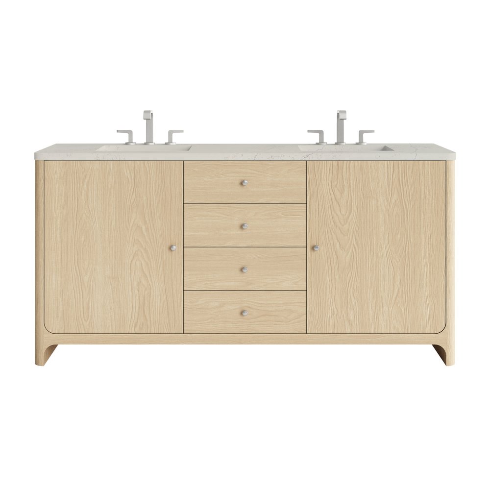 James Martin - Gracyn 72" Double Vanity, Coastal Driftwood, w/ 3 CM Siberian Silestone Widespread Top - D125-V72-CSD-WSFR view 1
