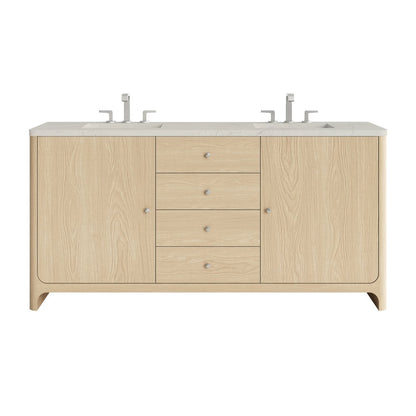 James Martin - Gracyn 72" Double Vanity, Coastal Driftwood, w/ 3 CM Siberian Silestone Widespread Top - D125-V72-CSD-WSFR view 1