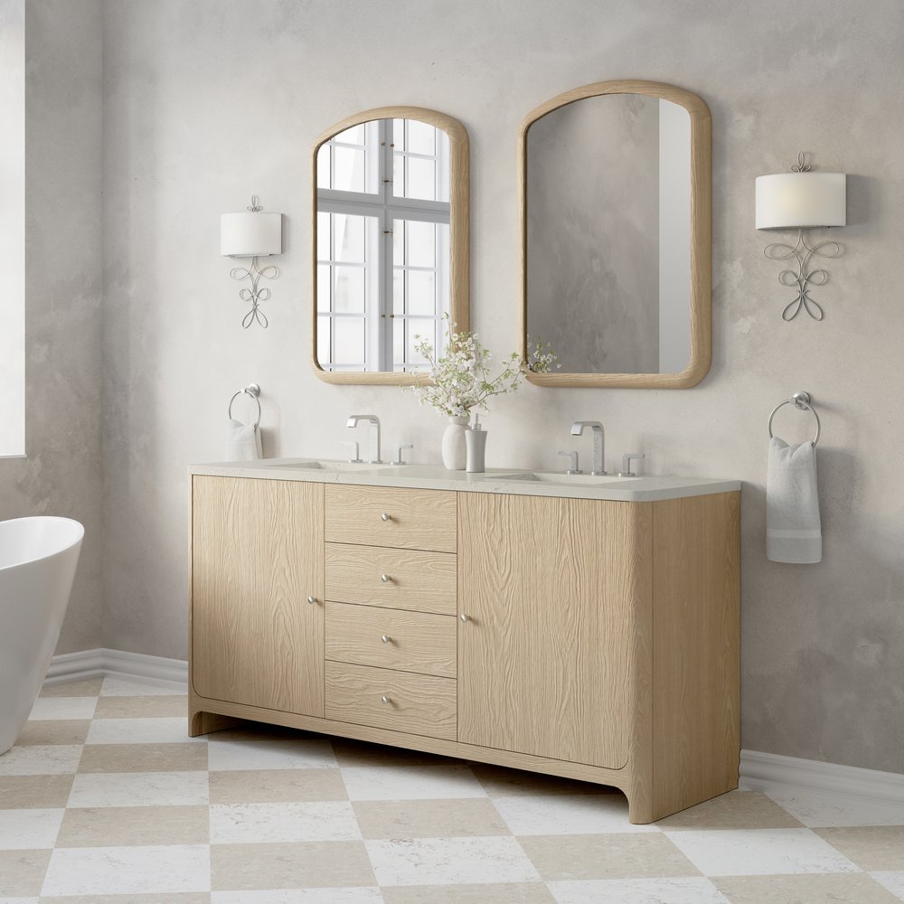 James Martin - Gracyn 72" Double Vanity, Coastal Driftwood, w/ 3 CM Siberian Silestone Widespread Top - D125-V72-CSD-WSFR view 3