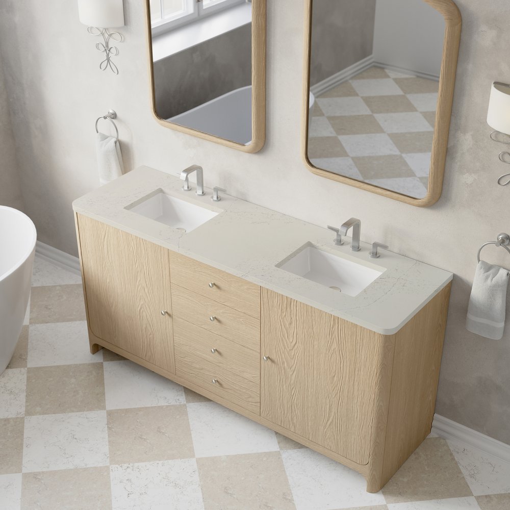 James Martin - Gracyn 72" Double Vanity, Coastal Driftwood, w/ 3 CM Siberian Silestone Widespread Top - D125-V72-CSD-WSFR view 5