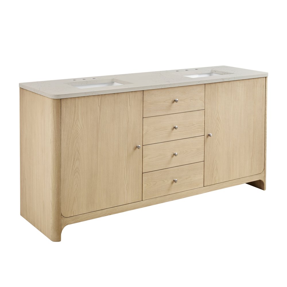 James Martin - Gracyn 72" Double Vanity, Coastal Driftwood, w/ 3 CM Siberian Silestone Widespread Top - D125-V72-CSD-WSFR view 6