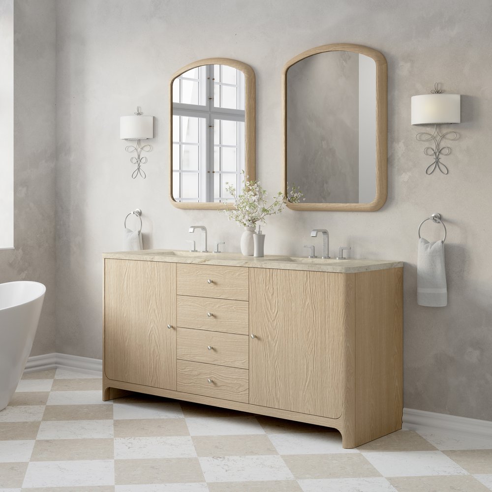 James Martin - Gracyn 72" Double Vanity, Coastal Driftwood, w/ 3 CM Tajnar Eclos Widespread Top - D125-V72-CSD-WTJR view 3