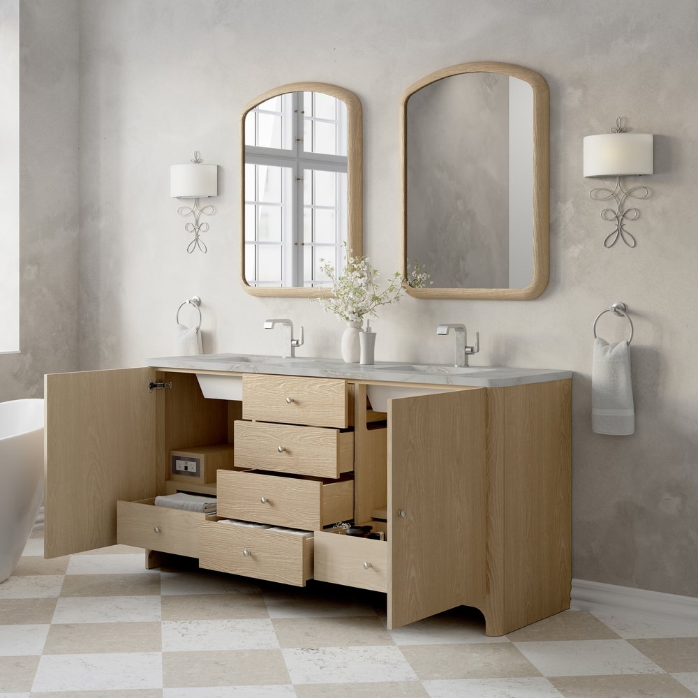 James Martin - Gracyn 72" Double Vanity, Coastal Driftwood, w/ 3 CM Victorian Silver Quartz Top - D125-V72-CSD-3VSL view 5