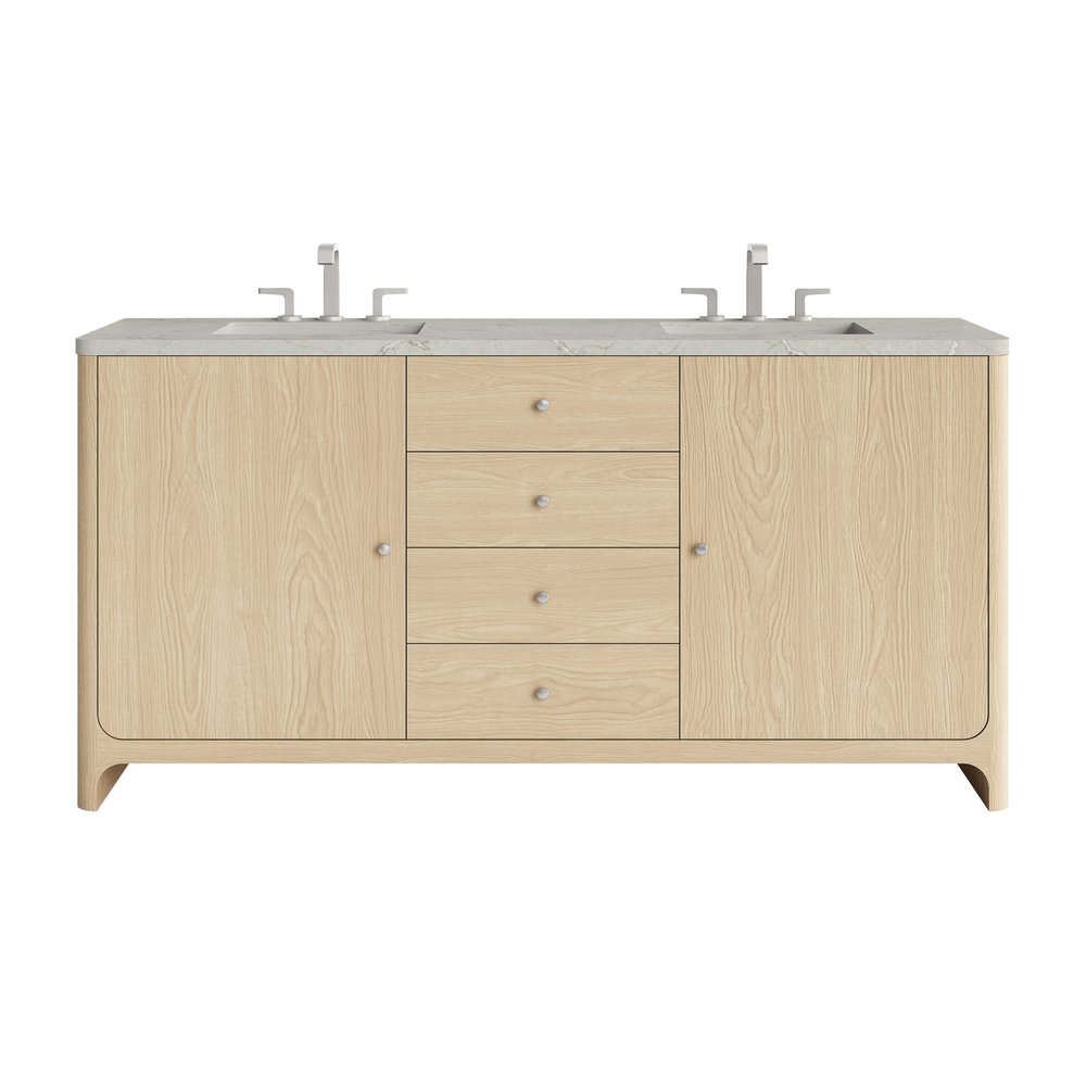 James Martin - Gracyn 72" Double Vanity, Coastal Driftwood, w/ 3 CM Victorian Silver Quartz Widespread Top - D125-V72-CSD-WVSL view 1