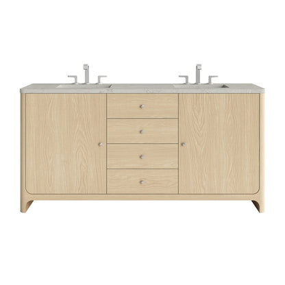 James Martin - Gracyn 72" Double Vanity, Coastal Driftwood, w/ 3 CM Victorian Silver Quartz Widespread Top - D125-V72-CSD-WVSL view 1
