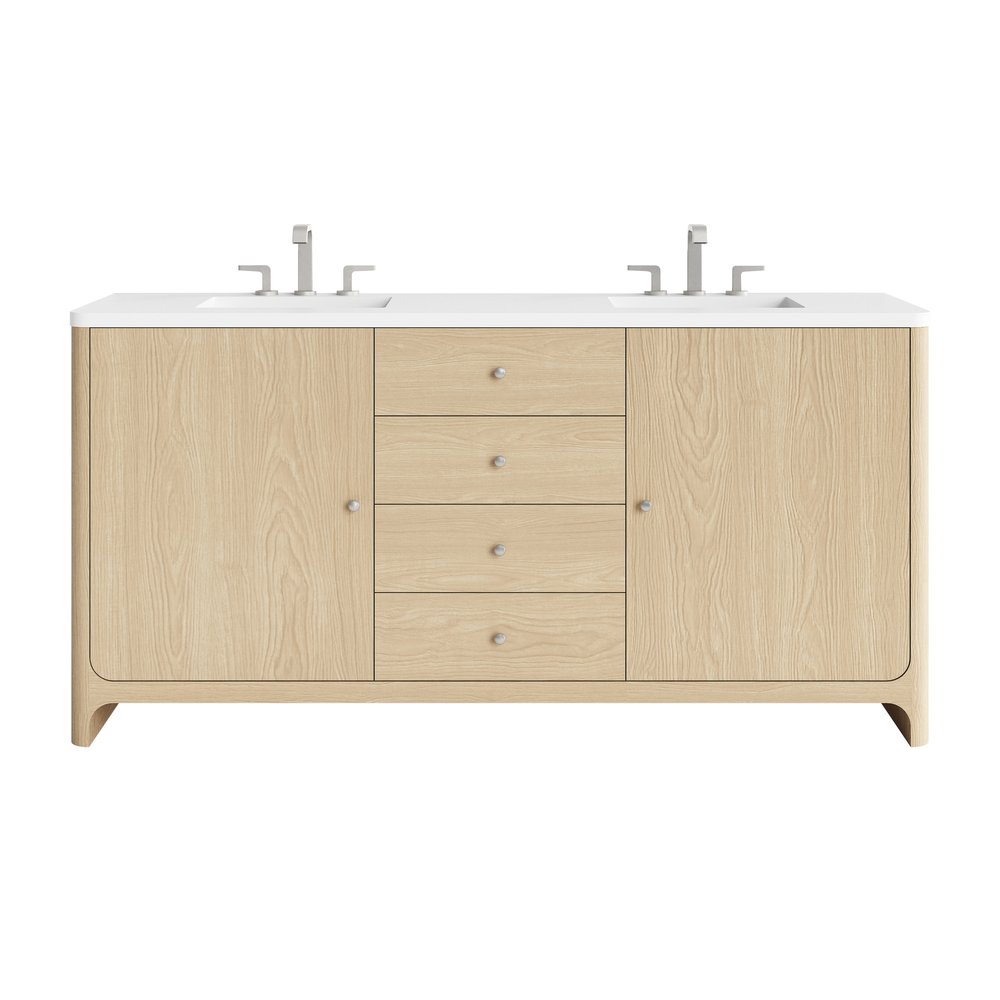 James Martin - Gracyn 72" Double Vanity, Coastal Driftwood, w/ 3 CM White Zeus Quartz Widespread Top - D125-V72-CSD-WWZ view 1