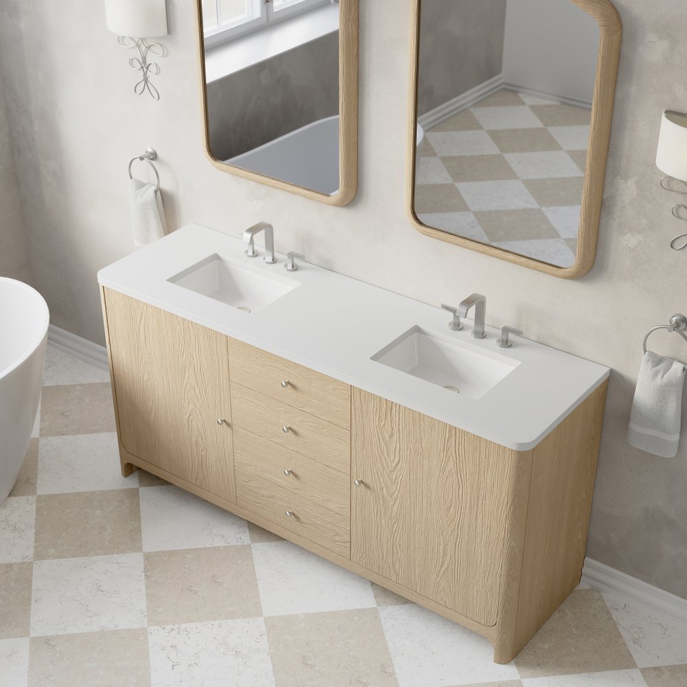 James Martin - Gracyn 72" Double Vanity, Coastal Driftwood, w/ 3 CM White Zeus Quartz Widespread Top - D125-V72-CSD-WWZ view 6