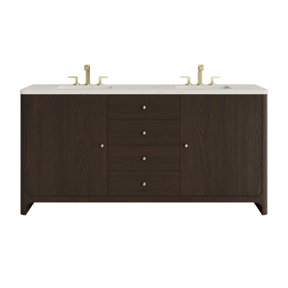 James Martin - Gracyn 72" Double Vanity, Sable, w/ 3 CM Siberian Silestone Top w/FreePower Wireless Charger - D125-V72-SBL-FSFR view 1