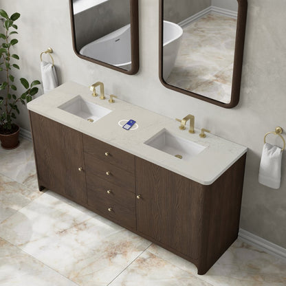 James Martin - Gracyn 72" Double Vanity, Sable, w/ 3 CM Siberian Silestone Top w/FreePower Wireless Charger - D125-V72-SBL-FSFR view 5