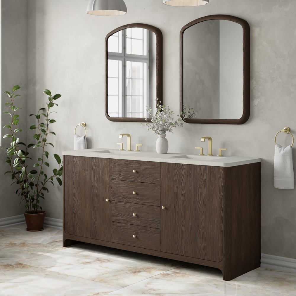James Martin - Gracyn 72" Double Vanity, Sable, w/ 3 CM Siberian Silestone Widespread Top - D125-V72-SBL-WSFR view 3