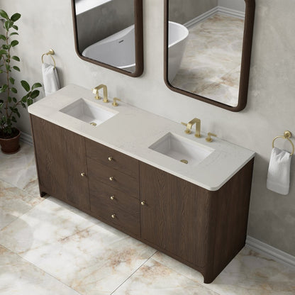 James Martin - Gracyn 72" Double Vanity, Sable, w/ 3 CM Siberian Silestone Widespread Top - D125-V72-SBL-WSFR view 5