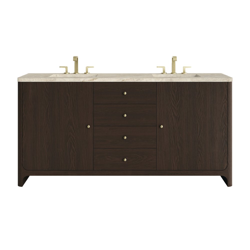 James Martin - Gracyn 72" Double Vanity, Sable, w/ 3 CM Tajnar Eclos Top w/FreePower Wireless Charger - D125-V72-SBL-FTJR view 1