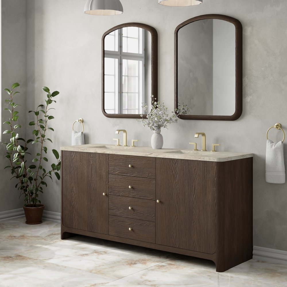 James Martin - Gracyn 72" Double Vanity, Sable, w/ 3 CM Tajnar Eclos Widespread Top - D125-V72-SBL-WTJR view 3