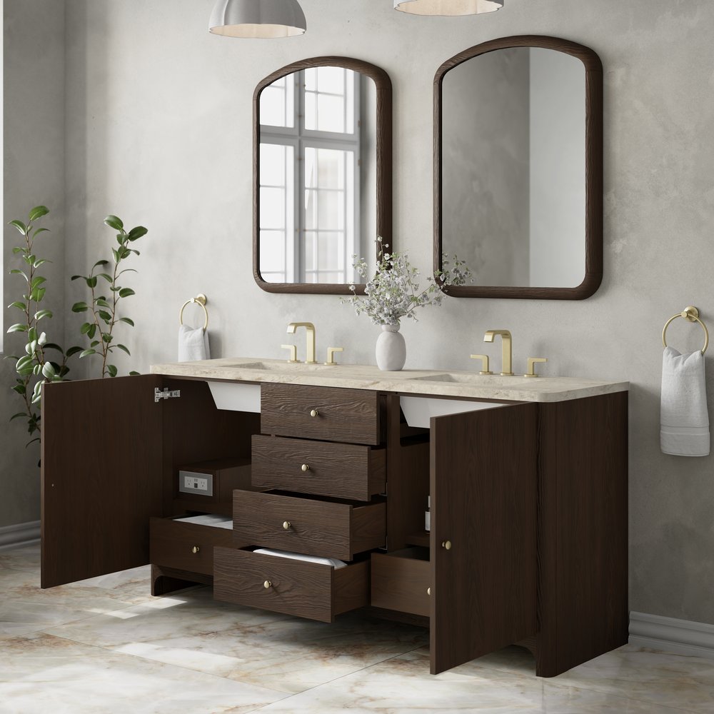 James Martin - Gracyn 72" Double Vanity, Sable, w/ 3 CM Tajnar Eclos Widespread Top - D125-V72-SBL-WTJR view 4