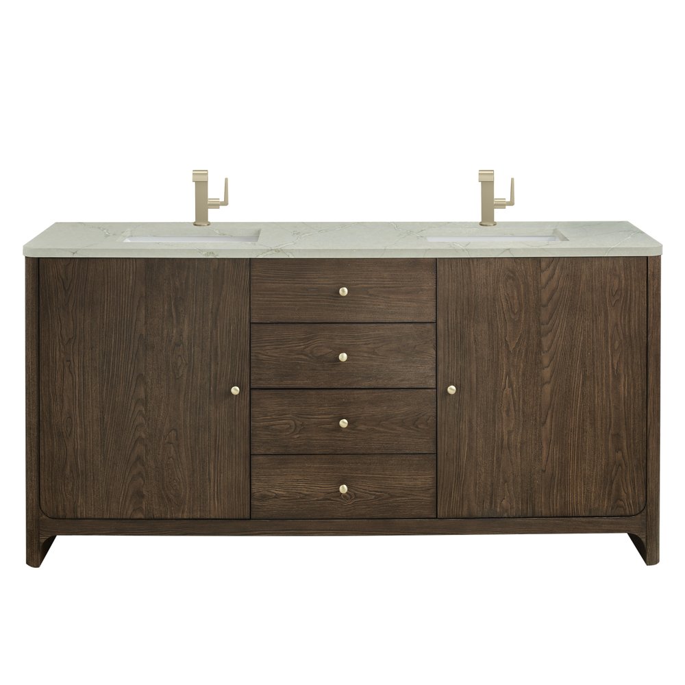 James Martin - Gracyn 72" Double Vanity, Sable, w/ 3 CM Victorian Silver Quartz Top - D125-V72-SBL-3VSL view 1