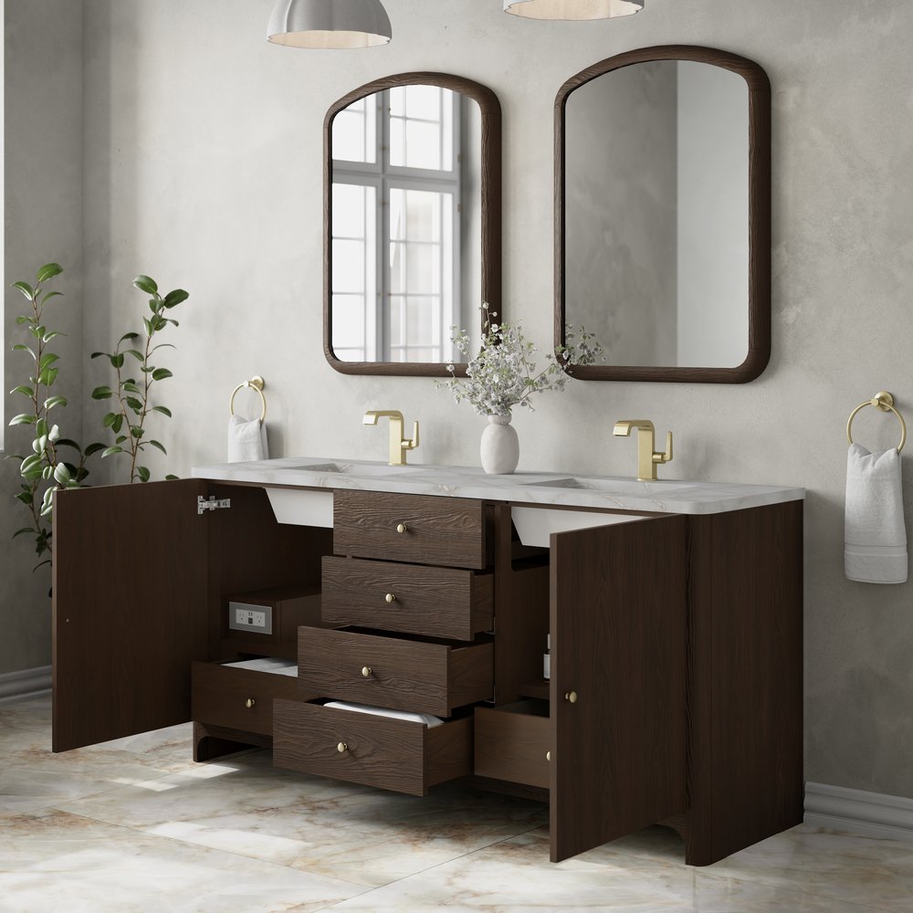 James Martin - Gracyn 72" Double Vanity, Sable, w/ 3 CM Victorian Silver Quartz Top - D125-V72-SBL-3VSL view 5