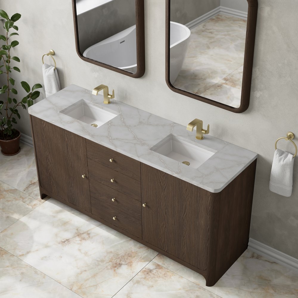 James Martin - Gracyn 72" Double Vanity, Sable, w/ 3 CM Victorian Silver Quartz Top - D125-V72-SBL-3VSL view 7