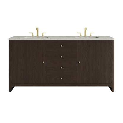 James Martin - Gracyn 72" Double Vanity, Sable, w/ 3 CM Victorian Silver Quartz Widespread Top - D125-V72-SBL-WVSL view 1