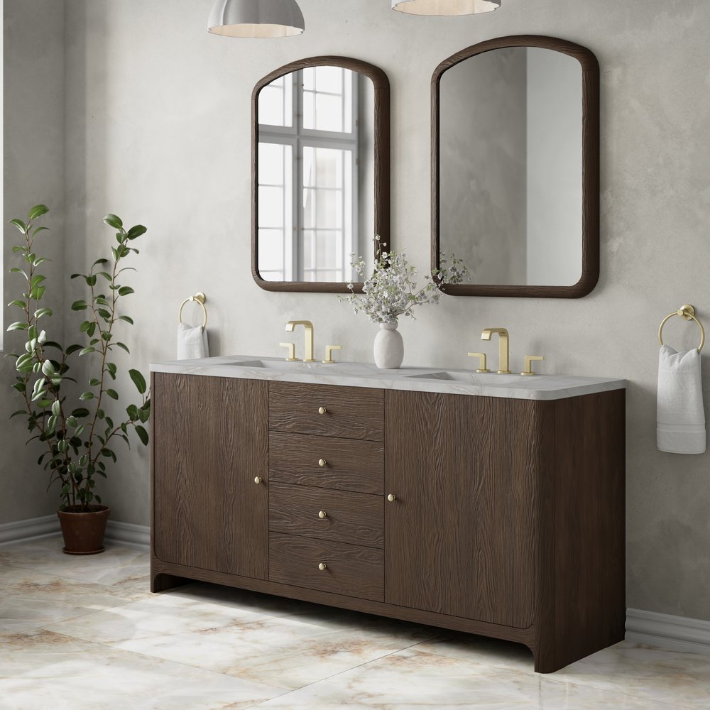 James Martin - Gracyn 72" Double Vanity, Sable, w/ 3 CM Victorian Silver Quartz Widespread Top - D125-V72-SBL-WVSL view 3
