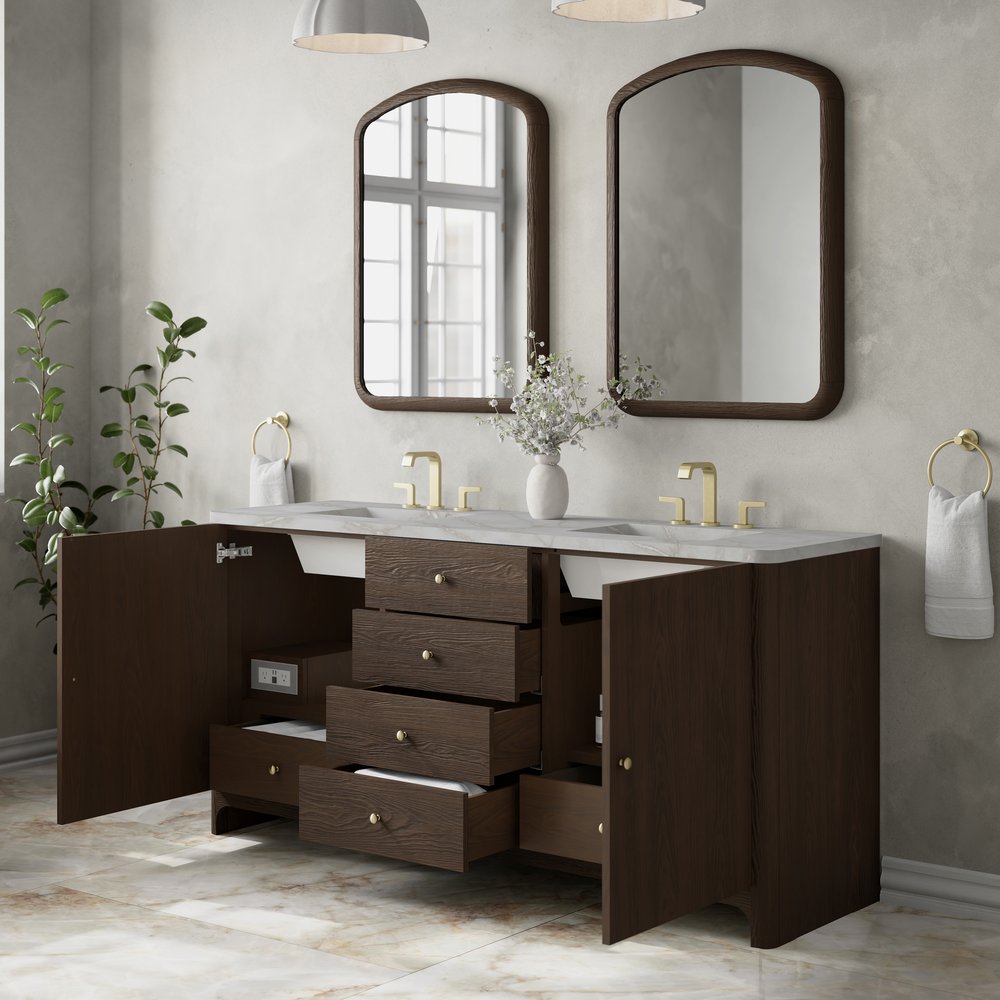 James Martin - Gracyn 72" Double Vanity, Sable, w/ 3 CM Victorian Silver Quartz Widespread Top - D125-V72-SBL-WVSL view 4