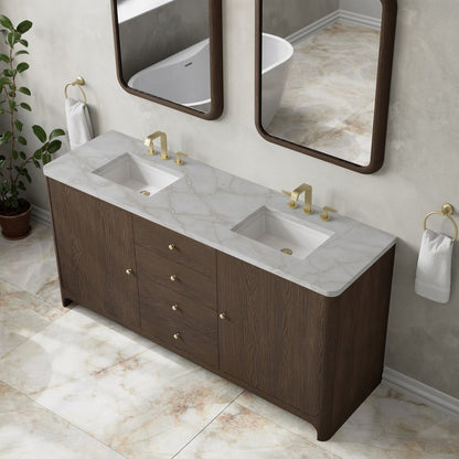 James Martin - Gracyn 72" Double Vanity, Sable, w/ 3 CM Victorian Silver Quartz Widespread Top - D125-V72-SBL-WVSL view 6