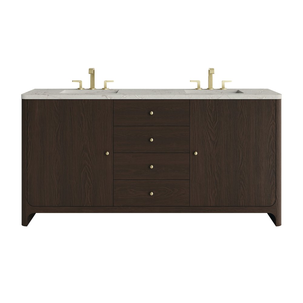 James Martin - Gracyn 72" Double Vanity, Sable, w/ 3 CM Victorian Silver Silestone Top w/ FreePower Wireless Charger - D125-V72-SBL-FVSL view 1