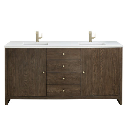 James Martin - Gracyn 72" Double Vanity, Sable, w/ 3 CM White Zeus Quartz Top - D125-V72-SBL-3WZ view 1