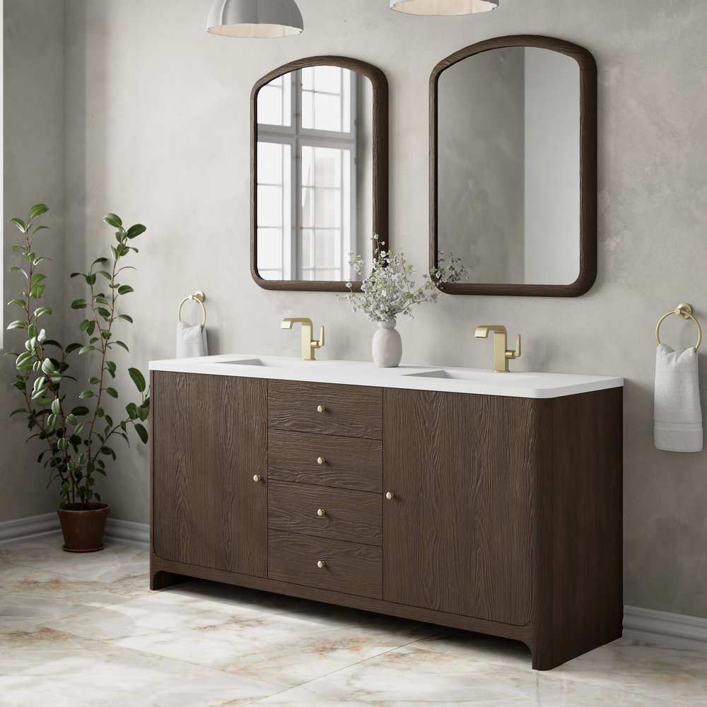 James Martin - Gracyn 72" Double Vanity, Sable, w/ 3 CM White Zeus Quartz Top - D125-V72-SBL-3WZ view 4