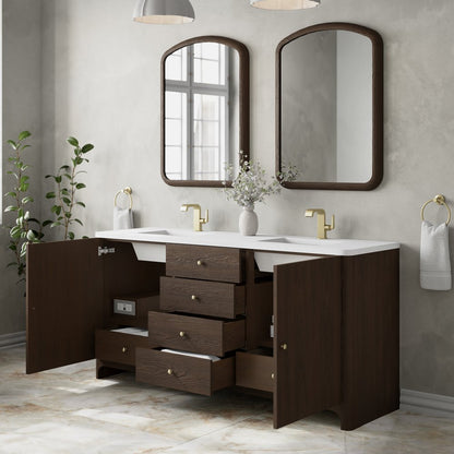 James Martin - Gracyn 72" Double Vanity, Sable, w/ 3 CM White Zeus Quartz Top - D125-V72-SBL-3WZ view 5