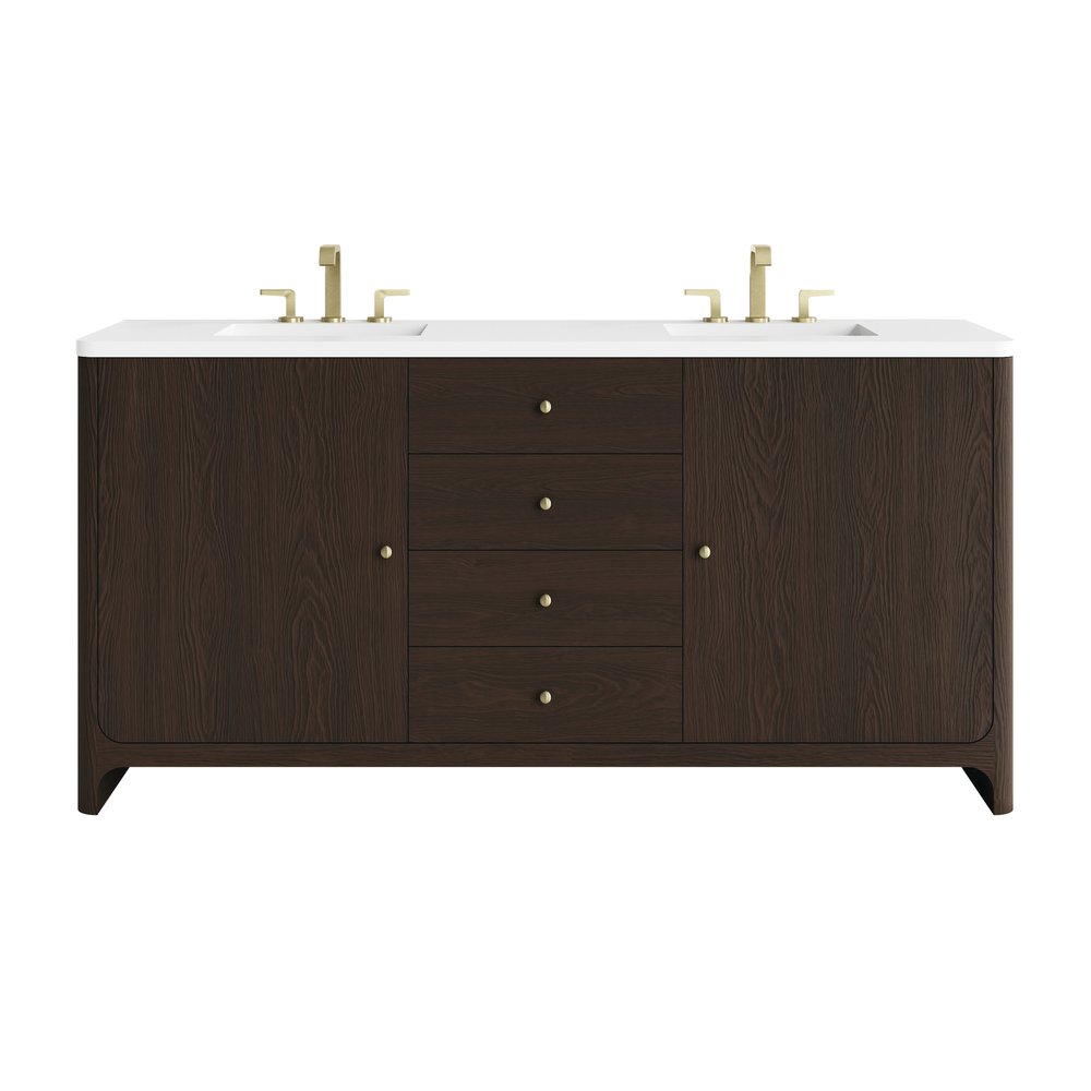 James Martin - Gracyn 72" Double Vanity, Sable, w/ 3 CM White Zeus Quartz Widespread Top - D125-V72-SBL-WWZ view 1
