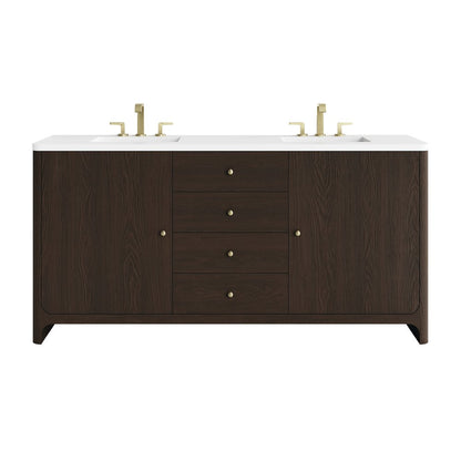 James Martin - Gracyn 72" Double Vanity, Sable, w/ 3 CM White Zeus Quartz Widespread Top - D125-V72-SBL-WWZ view 1