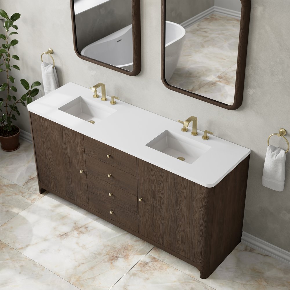 James Martin - Gracyn 72" Double Vanity, Sable, w/ 3 CM White Zeus Quartz Widespread Top - D125-V72-SBL-WWZ view 6
