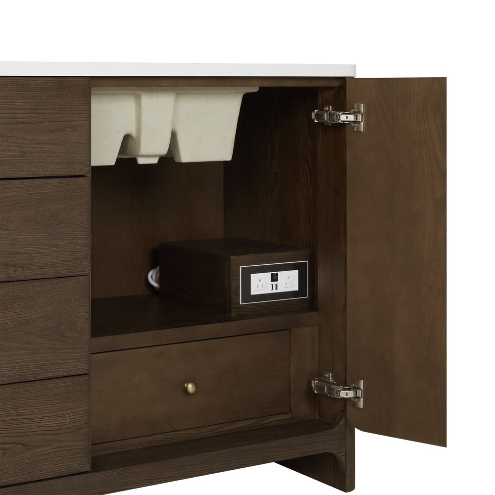 James Martin - Gracyn 72" Double Vanity, Sable, w/ 3 CM White Zeus Quartz Widespread Top - D125-V72-SBL-WWZ view 10