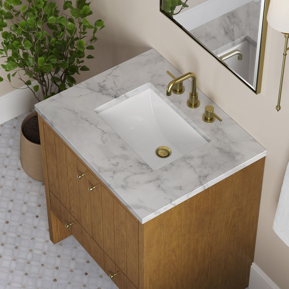 James Martin - Hudson 30" Single Vanity, Honey Oak w/ 3 CM Carrara Marble Top - 435-V30-HNO-3CAR view 8