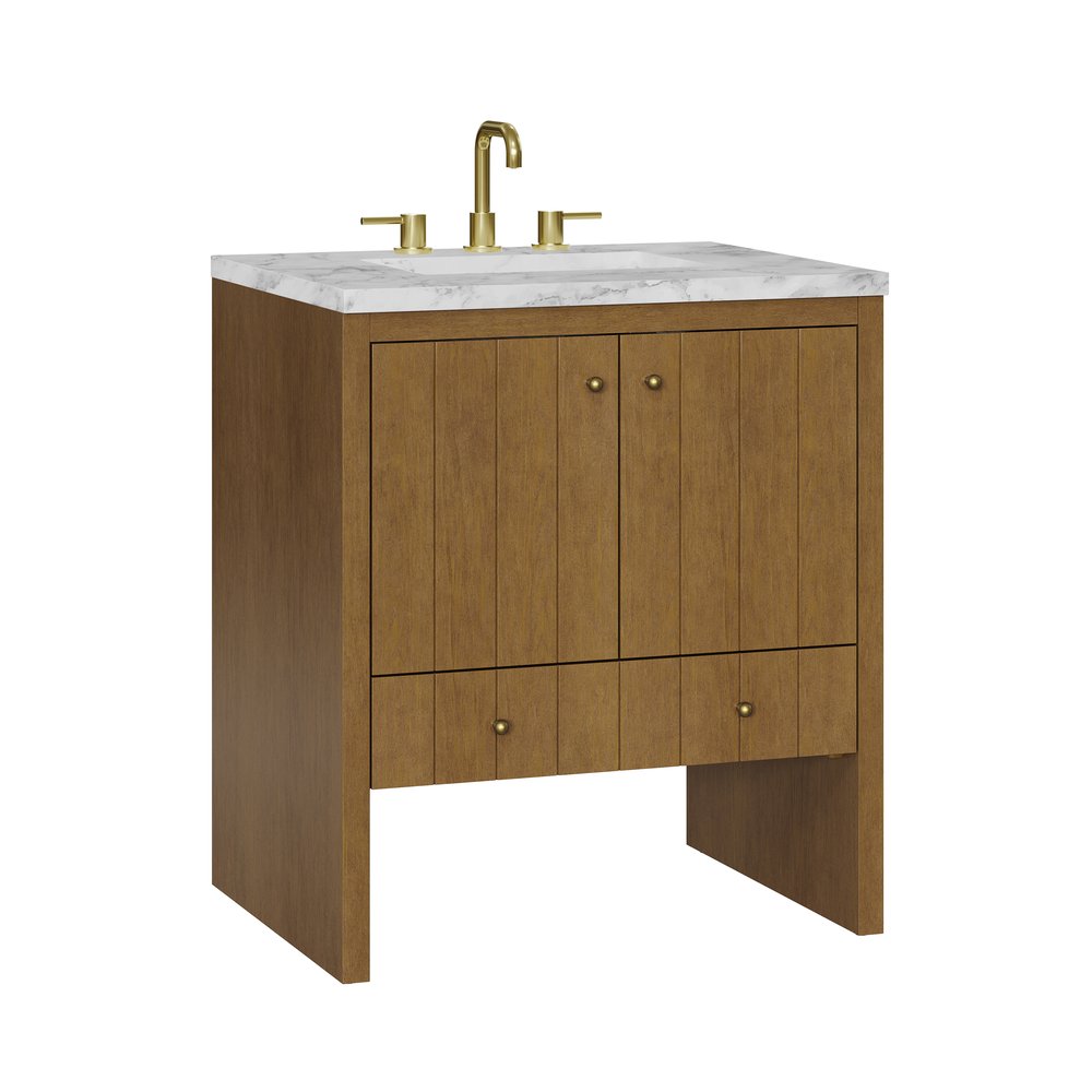 James Martin - Hudson 30" Single Vanity, Honey Oak w/ 3 CM Carrara Marble Top - 435-V30-HNO-3CAR view 11