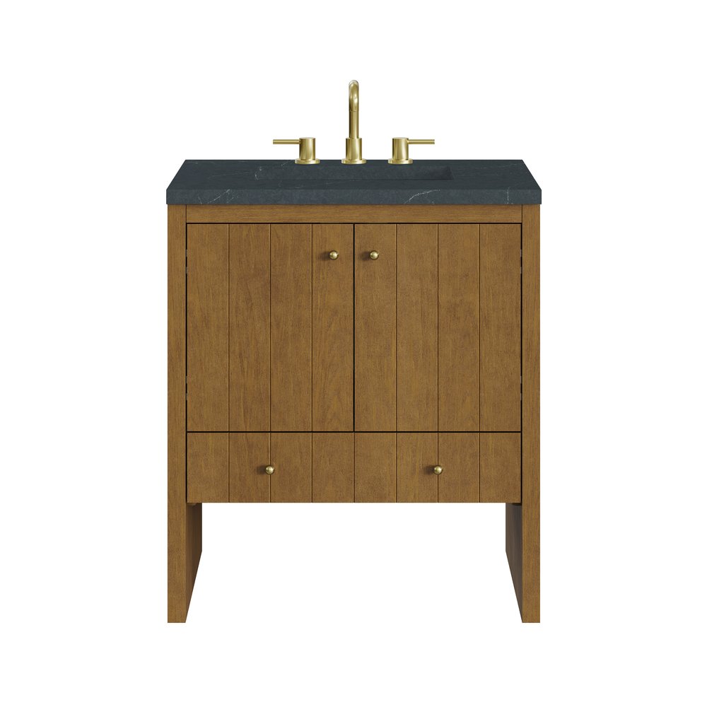 James Martin - Hudson 30" Single Vanity, Honey Oak w/ 3 CM Charcoal Soapstone Silestone Top - 435-V30-HNO-3CSP view 1