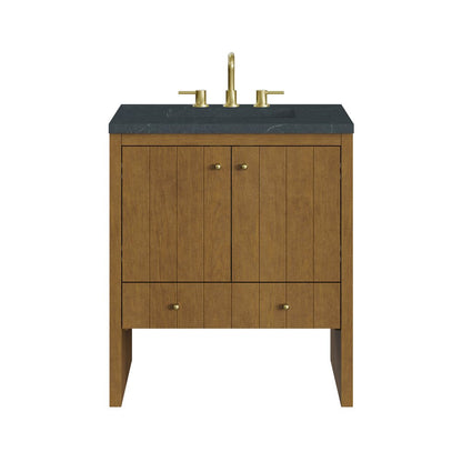 James Martin - Hudson 30" Single Vanity, Honey Oak w/ 3 CM Charcoal Soapstone Silestone Top - 435-V30-HNO-3CSP view 1